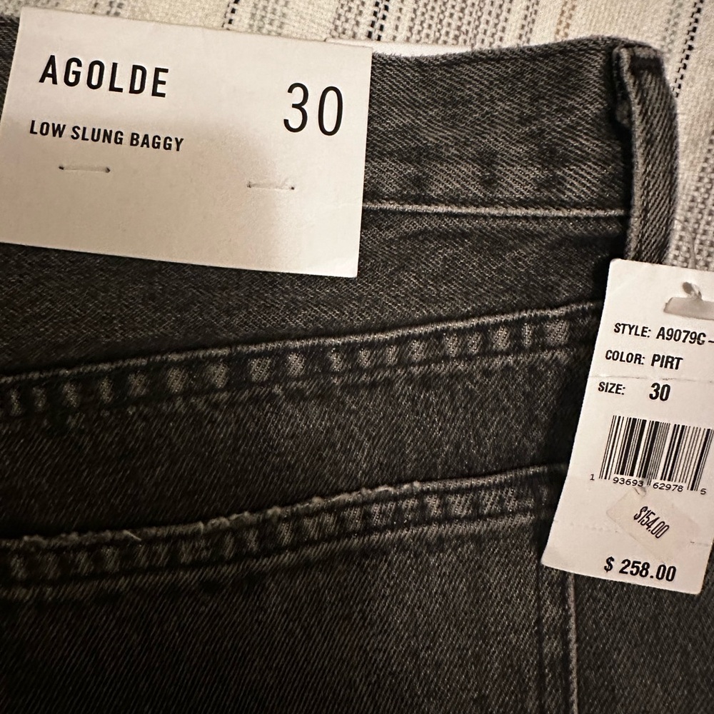 New Agolde Charcoal low Slug Baggy-New With Tags - Picture 3 of 3